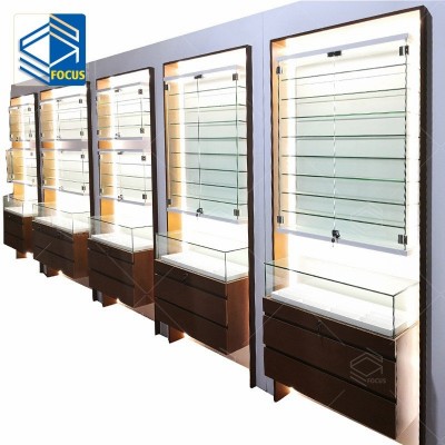 欧美风格眼镜展示柜陈列架多层抽屉简约带灯眼镜展示架台高级定制图4