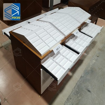 欧美风格眼镜展示柜陈列架多层抽屉简约带灯眼镜展示架台高级定制图3