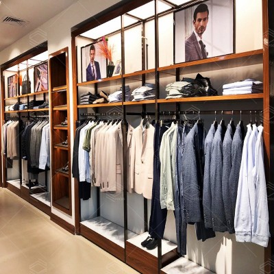 时尚服装店展示架男装 整店设计男西装陈列架木质衬衫公文包展架图2