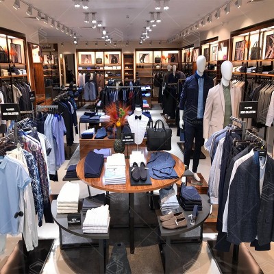 时尚服装店展示架男装 整店设计男西装陈列架木质衬衫公文包展架图3