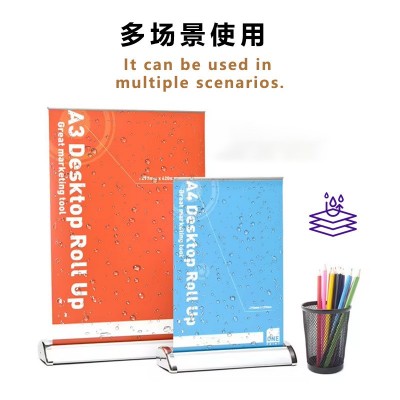 跨境多场景适用A4迷你铝合金易拉宝可伸缩桌面小型广告牌批发制作图3