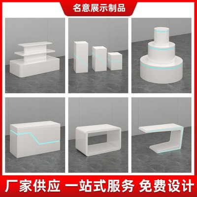 烤漆展台异形展柜展厅体验桌科技感公司产品LED中岛陈列展示柜