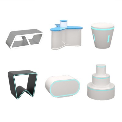 烤漆展台异形展柜展厅体验桌科技感公司产品LED中岛陈列展示柜图4