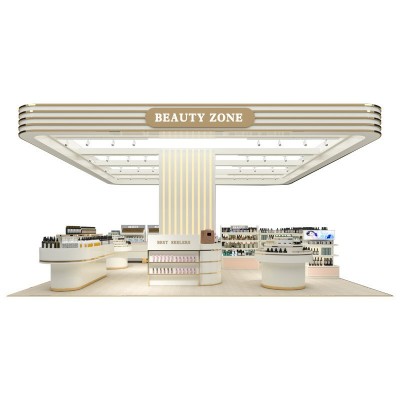 工厂直销高品质透明亚克力设计灯多层可调旋转式带锁化妆品 展示柜图5