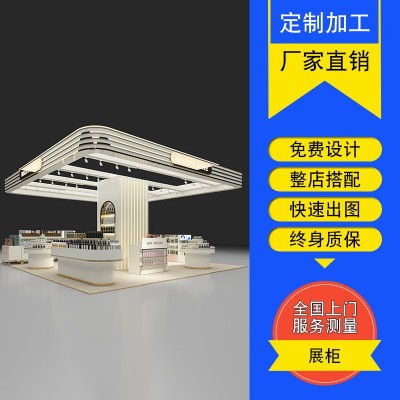 工厂直销高品质透明亚克力设计灯多层可调旋转式带锁化妆品 展示柜图3