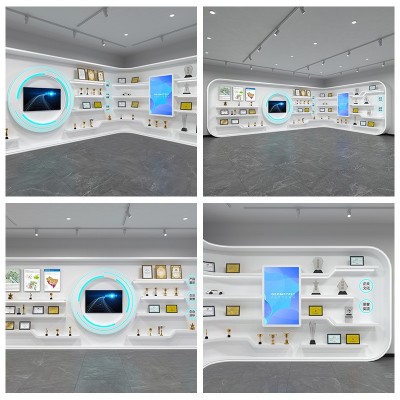 公司陈列展示柜中岛展厅文化墙体验桌烤漆展台异形展柜展示架图4