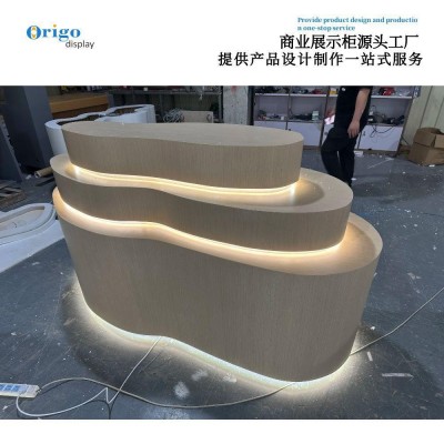 展览创意发光异形台流水旋转弧形展示台无人机圆形科技展 厅中岛柜图4