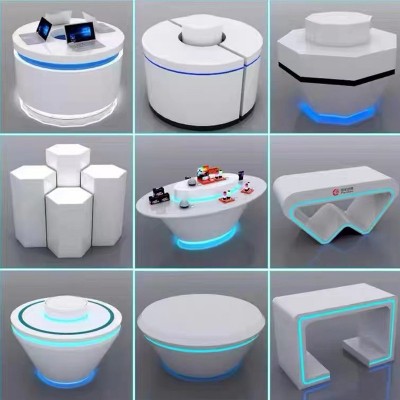 厂家直销直播圆形创意展示台科技感展厅展柜发光数码产品 烤漆中岛图3