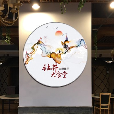 LED圆形广告牌灯箱uv软膜无边框展示牌奶茶店门头卡布挂墙式招牌图3