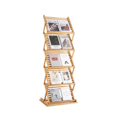 竹制落地杂志架展示架可升降架资料架多功能免安装置物架通用鞋架图5