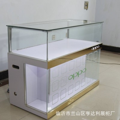 白银展示柜 展示架展柜 木质玻璃手机柜台货架收纳通讯卖场立式图2