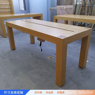 苹果手机展示桌木纹烤漆展厅展柜数码中岛体验台厂家直销图2