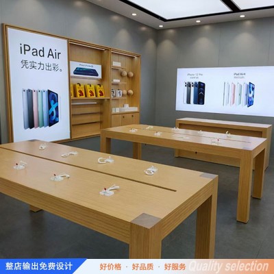 苹果手机展示桌木纹烤漆展厅展柜数码中岛体验台厂家直销图3