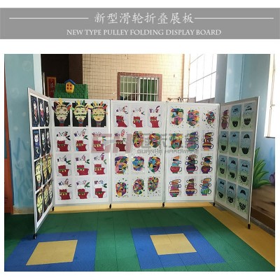 便携式广告折叠屏风 画展移动书画折叠展板 可折叠活动背景展架图5