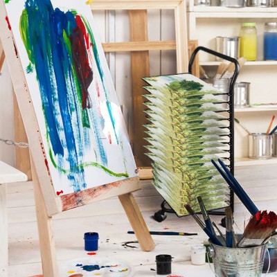 工厂热销 儿童金属画架A4画纸晾干架 画室折叠画架方便移动晾画架图2