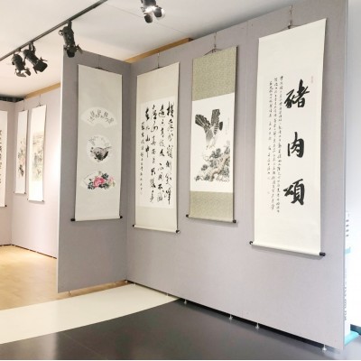 无缝艺术板墙 移动宣传广告 屏风书画展示板隔断亚麻布书 法作品展图3