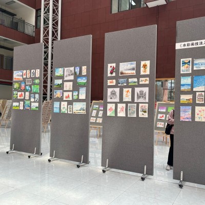 优选磁吸书画亚麻布板墙书法画展展览美术展示宣传艺术板墙隔断板图2