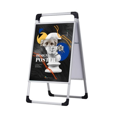 铝合金折叠双面手提海报架广告牌展示牌易拉宝立式落地式kt板支架图4