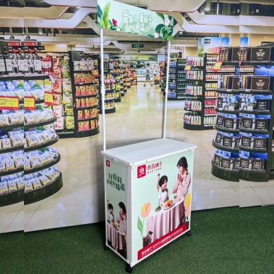 V6拉网促销台展示架活动广告超市促销桌便携可折叠试吃台图3