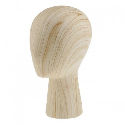 厂家现货供应新款玻璃钢材质浅木纹头模高低选帽子假发展示模特头图5