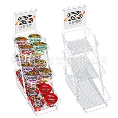超市零食小货架便利店食品展示架 杯面展示架 方便面晒网层兜展架图3