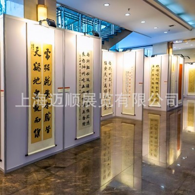 八棱柱展板书画画展展览博物馆画室画廊校园广告宣传屏风展示架厂图2