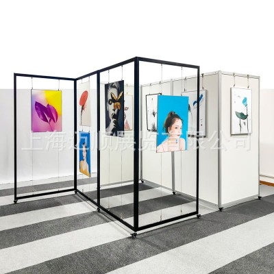 八棱柱展板书画画展展览博物馆画室画廊校园广告宣传屏风展示架厂图4