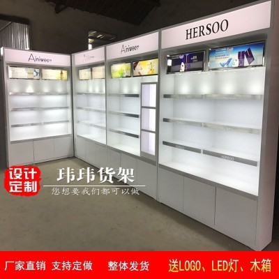 美容院烤漆陈列柜定制化妆品护肤品彩妆专用背柜货柜展架订做
