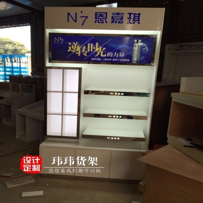 美容院烤漆陈列柜定制化妆品护肤品彩妆专用背柜货柜展架订做图3