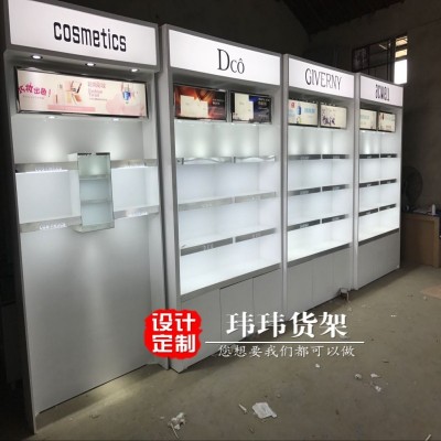 美容院烤漆陈列柜定制化妆品护肤品彩妆专用背柜货柜展架订做图2