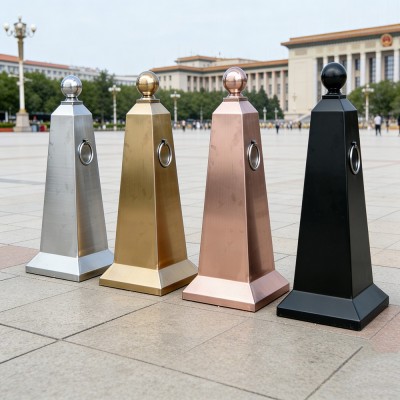 不锈钢路锥反光警示隔离墩金属桩路障物业高档雪糕筒禁止停车位牌图3