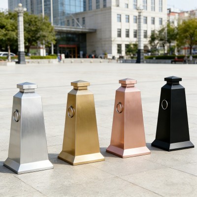 不锈钢路锥反光警示隔离墩金属桩路障物业高档雪糕筒禁止停车位牌图2