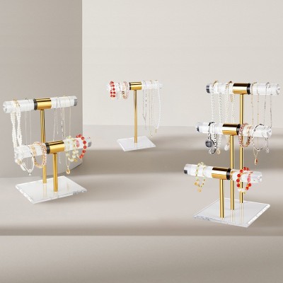 亚克力展示架高级感手链架金属珠宝项链饰品批发三层透明置物架