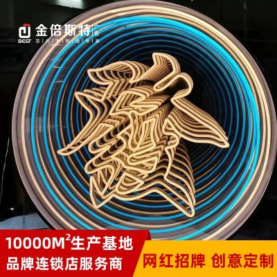 新款亚克力千层镜 网红无限延伸深渊镜 led深渊灯箱发光字招牌图2