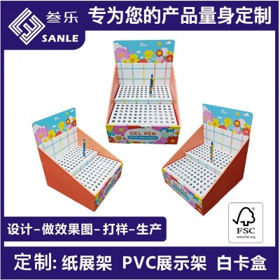 商超文具展示盒 瓦楞纸台面盒 商超促销文具展示架厂家直销