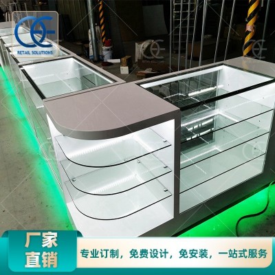 烟店带LED灯有机玻璃多层置物架烟酒展示柜货架中岛柜台加工定做