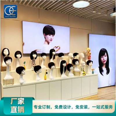 厂家直销假发展示柜 服装店假人头模假发展架模具实木烤漆展柜