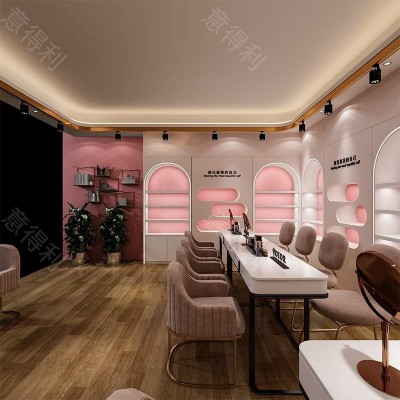 化妆品展示柜烤漆带锁定制 美甲彩妆展柜门店陈列柜