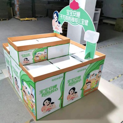 超市纸堆头落地瓦楞纸展示促销台日用品大型岛台展示架纸地堆商场