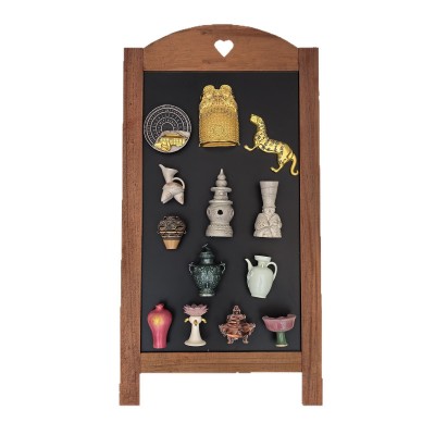 秀艾迪磁吸桌面立式小黑板家用商用实木冰箱贴化妆品收纳板展示板