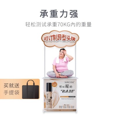 商超移动试吃台地推摆摊折叠广告桌小推车铁质带轮便携促销台展架