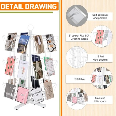 专业定制24 格贺卡展示架旋转台面卡片架用于圣诞生日明信片展示